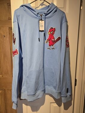 Light Blue Cardinals Hooded Sweatshirt with Red Bird Patch